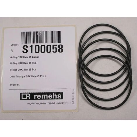 Remeha Junta tórica ventilador-Venturi 70x3mm (5x), S100058