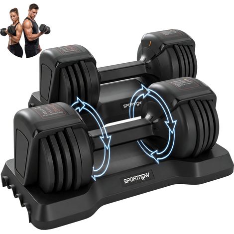 Haltères Réglables 2 x 11 kg, 5 Niveaux, Verrou Sécurité (1/5)