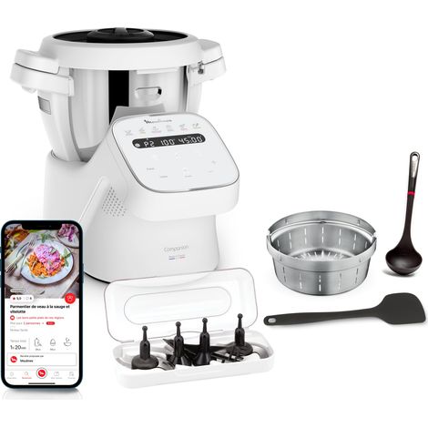 Moulinex, Companion, Robot da cucina, 14 funzioni, Capacità XL 10 persone, Grigio, Made in Francia, HF8408F1