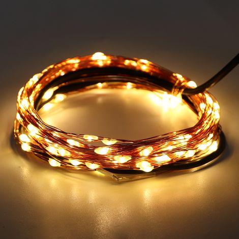 Abnehmbare, dekorative USB-Lichterkette mit 100 LEDs aus Kupferdraht und Fotoclips (1/5)