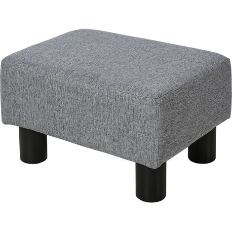 Repose-pieds rectangulaire bas rembourré pour salon ou chambre, 40 x 30 x 24 cm, gris (1/5)
