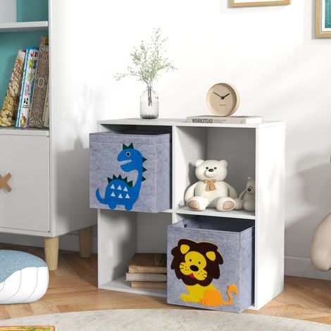 Scaffale contenitore per bambini, cubi, cassetti, MDF, dispositivo antiribaltamento, bianco (1/5)