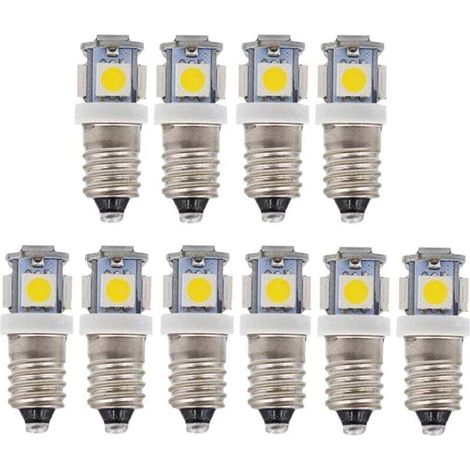10 pieces E10 6V cold white LED lamps 5SMD 0.5W 50LM lamp (cold white)
