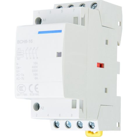Contacteur secteur domestique 4P 16A 24V, montage sur rail DIN, 4NO (220V/230V) (1/5)