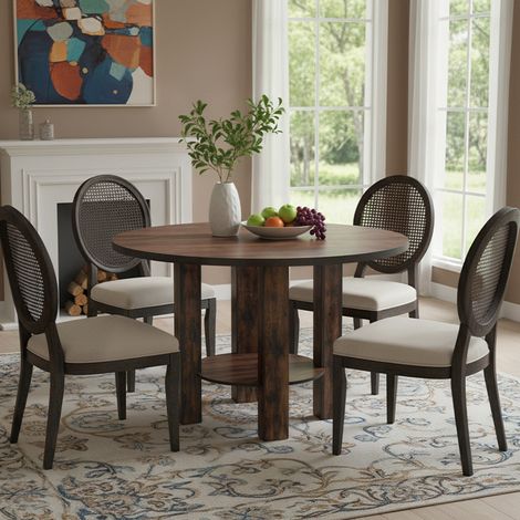 Esstisch – 100 × 100 cm – Quadratischer Holztisch – Küchentisch – Dicke Holzplatte und -gestell – Braune Holzmaserung