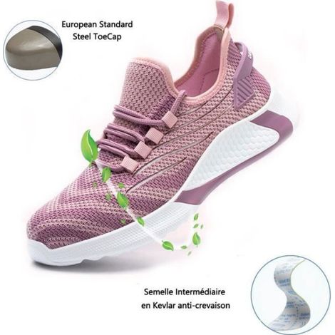Chaussures De Sécurité Femme - Embout Acier - Respirant - Semelle Antidérapante - Taille Unique - 1 Paire (1/4)