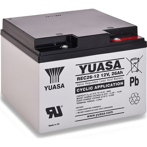 Yuasa - Batterie plomb AGM YUASA REC26-12 12V 26Ah M5-F (1/2)