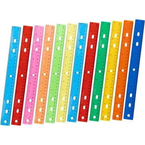 Lot de 12 règles mesure en plastique pour étudiants (1/5)