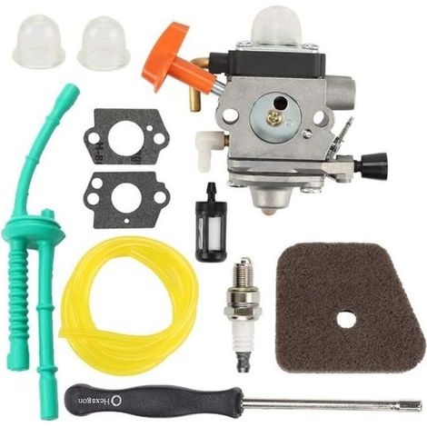 1 x Carburateur ZAMA C1Q-S174, réservoir essence + filtre à air + outil de réglage + lignes carburant pour débroussailleuses STIHL FS87/FS90/FS100 (1/4)