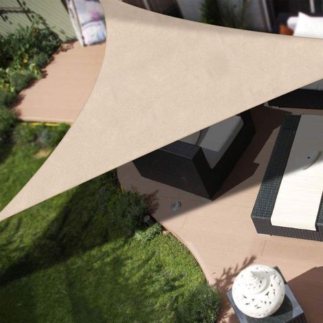 Vela Telo Parasole 4x4mt Tenda Triangolare Ombreggiante Giardino Tessuto Beige (1/5)