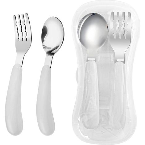 Kinderbesteck Set Edelstahl mit Reiseetui, 2-teilig, Weiß (1/5)