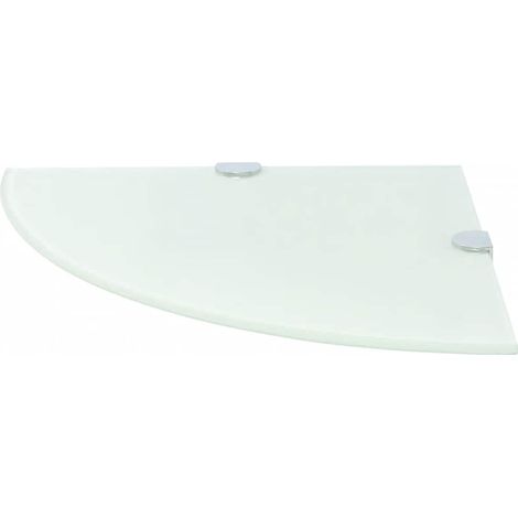 vidaXL Estante de esquina con soportes cromados vidrio blanco 35x35 cm (1/2)