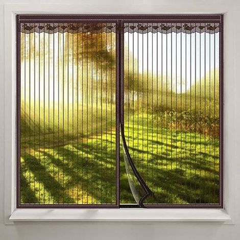 AMOUNE Moustiquaire Fenetre 130150cm,avec Aimant Coller, Sans Perçage Assemblage Facile,Anti Insecte -Brun couleurs multiples