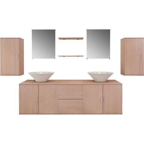 Maison Exclusive - Set Mobili da Bagno con Lavabo 9 pz Beige