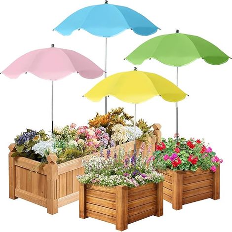 4er Set Pflanzenschirm Pink, Gelb, Grün & Blau – UV‑Sonnenschutz Garten Verstellbare Pflanzenschirme für Outdoor‑Pflanzen, Ideal für Topfpflanzen, Balkon & Terrasse