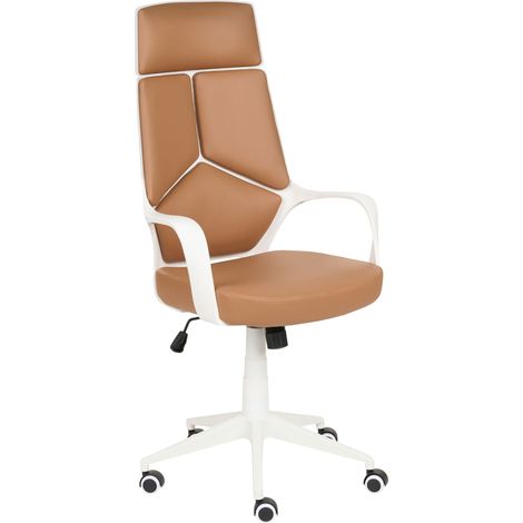 Sedia da ufficio in tessuto beige sabbia girevole regolabile in altezza reclinabile in schiuma stampata Delight