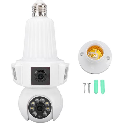 Caméra sécurité ampoule E27 douille 2,4GHz WiFi 4MP HD – Détection mouvement double lentille synchronisation NTP (1/5)