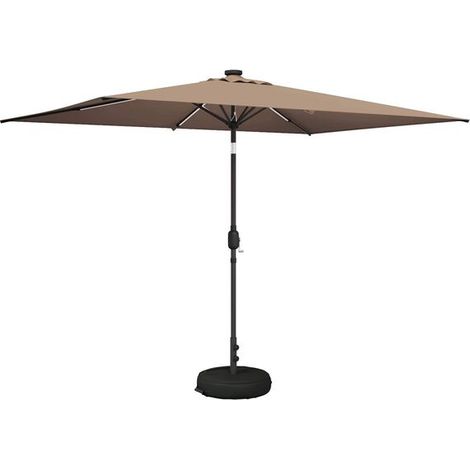 Parasol de jardin avec lumières LED, 200 x 300 cm, tissu polyester taupe. (1/5)