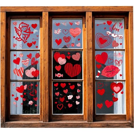 Stickers muraux et décorations de fenêtre en forme de cœur rouge pour la Saint-Valentin