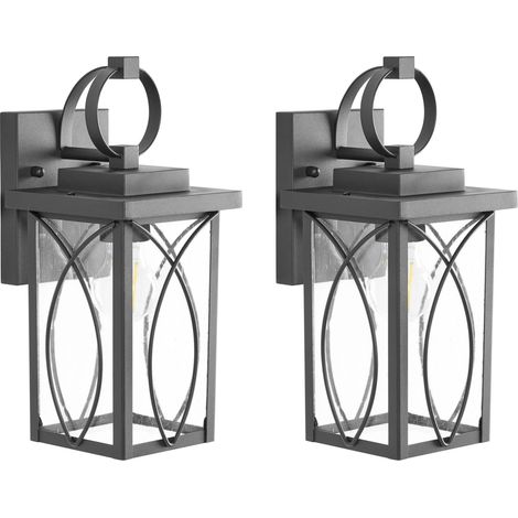 Set di 2 Applique da Esterno in Metallo Nero Stile Moderno per Ingresso e Portico Buzau (1/5)