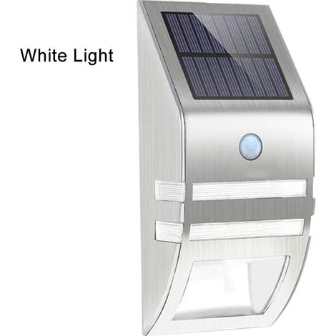 Lot de 2-Lampe murale solaire en acier inoxydable 2 LED – Pour clôture, escalier et terrasse – Éclairage durable