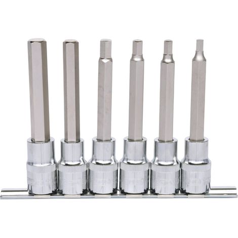 KS Tools 1/2 CHROMEplus Bit-Stecknuss-Satz Innensechskant, 6-tlg. 5-12 mm,lang (1/4)