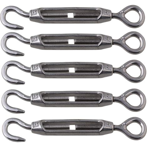 Turnbuckle - Lantern Eye And Hook - M4 - Stainless Steel 304 - For Decking Fencing Plant Support - Pack Of 5 (1/5)