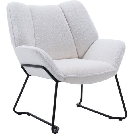 Wahson Armchair in Faux Fur Modern Occasional Tub Chair with Comfortable Backrest Accent Chair for Home Bedroom Living Room Relax, White (1/5)