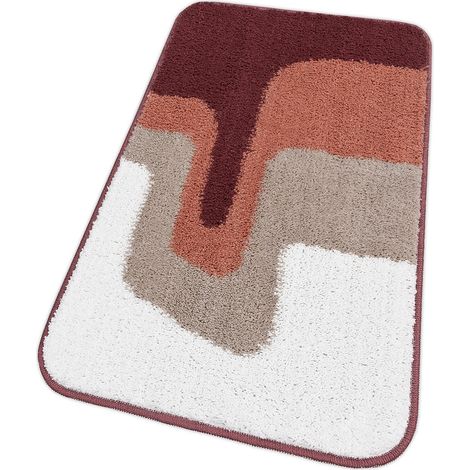 Tappeto Bagno Doccia Scendiletto Pelo Raso Morbido Assorbente Antiscivolo Lavabile Terra - 50x80 Cm