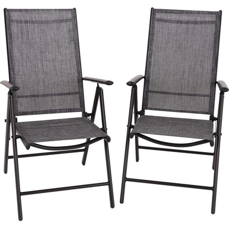 PHIVILLA Chaises de Jardin Chaises de salle à manger pliantes et inclinables Chaises de salle à manger de patio et d'extérieur 2 chaises de terrasse bistro empilables pour le jardin Gris (1/5)
