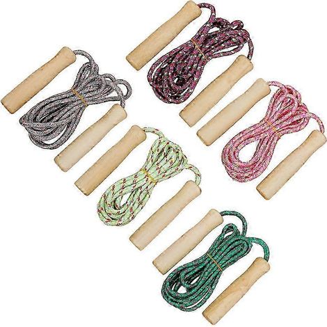 Ensemble de 5 cordes à sauter avec poignées en bois résistant pour enfants (1/5)