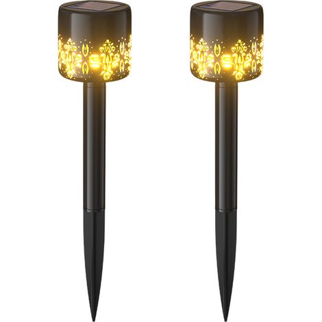 Set mit 2 LED-Solar-Flammen-Gartenleuchten, warmes Licht, zum Einstecken in den Boden, dekorative Beleuchtung für Hof oder Garten. (1/5)