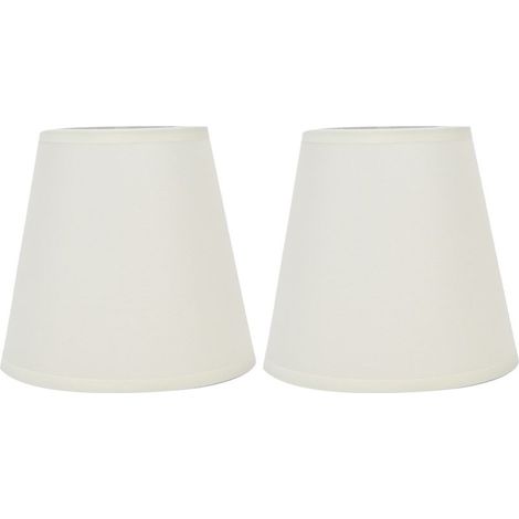 Lampshade in fabric to Clip of Style European, 2 pieces, for chandelier to screw E14, lamp wall-mounted PT07 white (1/5)