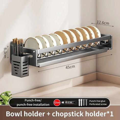 Égouttoir mural flottant (A-Chopstick) pour vaisselle de cuisine, séparateur multifonction, porte-cuillères et accessoires de cuisine, étagère de rangement. (1/5)
