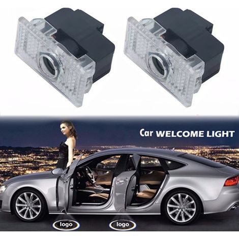 (Logo Tesla) Lot de 2 lampes LED décoratives pour portières de voiture, avec projection laser et logo de bienvenue, 12 V, compatibles avec les modèles Tesla Model 3/S/Y/X. (1/5)