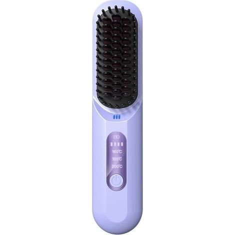 Brosse à cheveux ionique sans fil portable pour une utilisation à domicile - Cheveux plus lisses à tout moment (violet) (1/4)