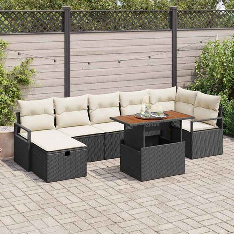 Teenpull – Gartensofa-set 8 Stk. Schwarz Poly-Rattan (1/5)