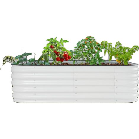 Kit de bancal elevado para jardín, 43 cm de altura, diseño modular 6 en 1, construcción metálica duradera, apto para diversas plantas, estructura corrugada para mayor estabilidad. (1/5)