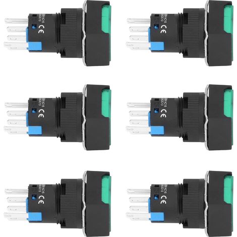 Interrupteur poussoir carré auto-bloquant 25 pièces 16mm 24V 5A vert, bouton lumineux avec voyant, interrupteur d'alimentation à verrouillage pour panneau. (1/5)