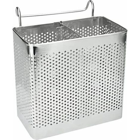 Stainless steel kitchen cutlery drainer, ideal for storing and organizing your kitchen utensils.