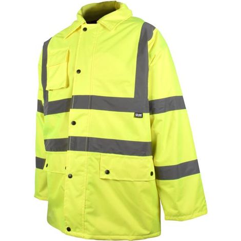 Scan Hi-Vis Motorway Jacket Yellow XXL 52in Waterproof With Hood SCAHVMJXXL