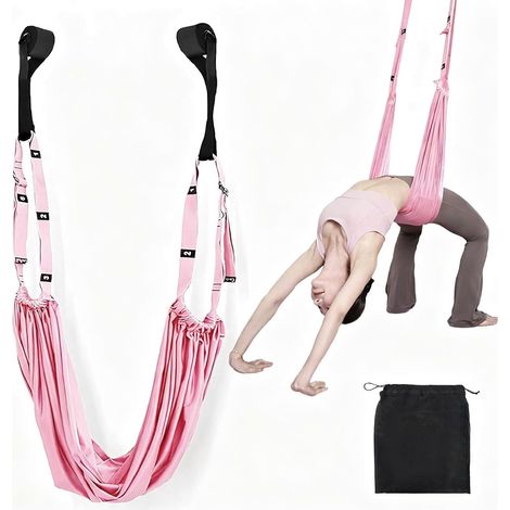 Sangle de Yoga Aérien, Hamac de Yoga Cadre Porte, Réglable Bande d'Exercice Pour Jambes, Tissu Aérien, pour Yoga, Danse, Ballet, Fitness et Pilates (1/5)