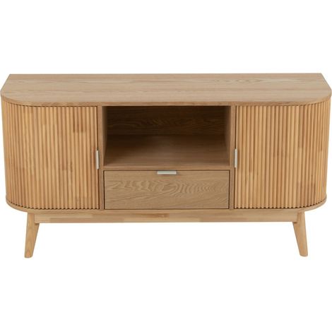 Meuble de rangement arrondi en bois naturel Naturel 40x120x60 cm (1/5)