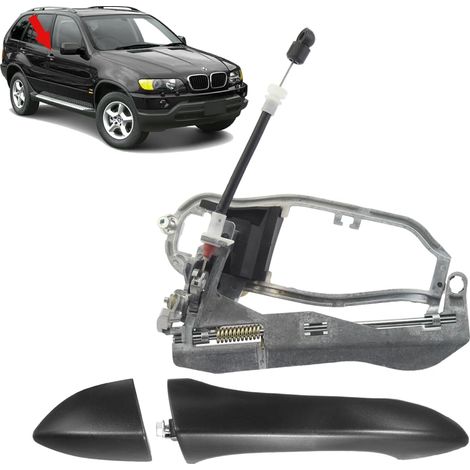Poignée de porte avant droite avec mécanisme pour BMW X5 E53 1999-2006 Noir Compatible OEM 51218243616 (1/5)