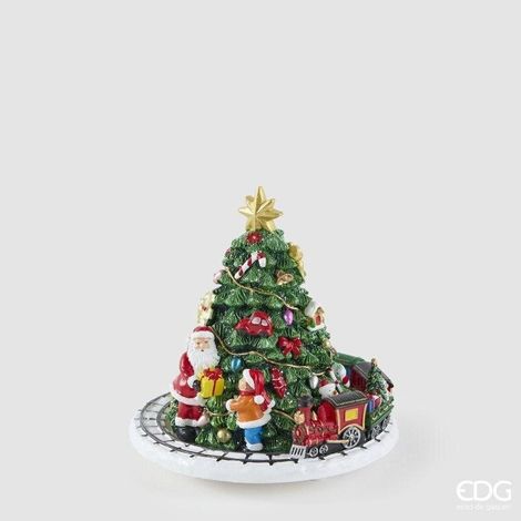 EDG Enzo De Gasperi Carillon Natalizio Trenino con Pino H17 Ø15,5 cm Verde – Decorazione di Natale (1/5)