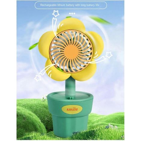 Ventilateur USB portable rechargeable, mini ventilateur portatif, style mignon rose --- (1/5)