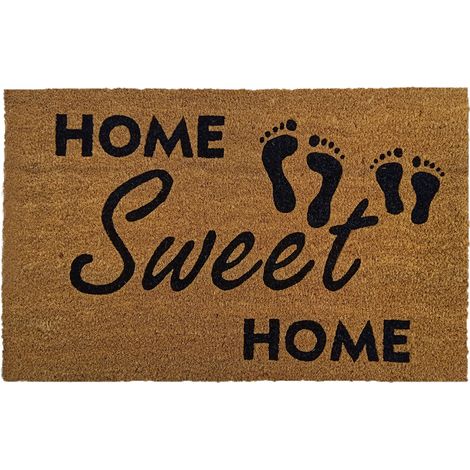 Kokos-Fußmatte - "Home Sweet Home" - 40 x 60 cm - Rutschfest, staubfrei & effektiver Schmutzabrieb