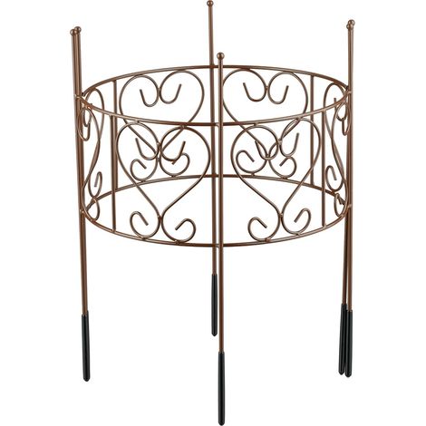 Support demi-cercle décoratif pour plantes vivaces jardin 41,5 x 31 x 14,5 cm en acier marron (1/4)