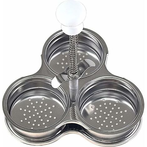 Dreistufiger Eierkocher aus Edelstahl, Eierform, antihaftbeschichtete Eierbecher aus Edelstahl mit Löchern für Küchenzubehör – 16 x 15 x 46,4 cm – 1 Stück
