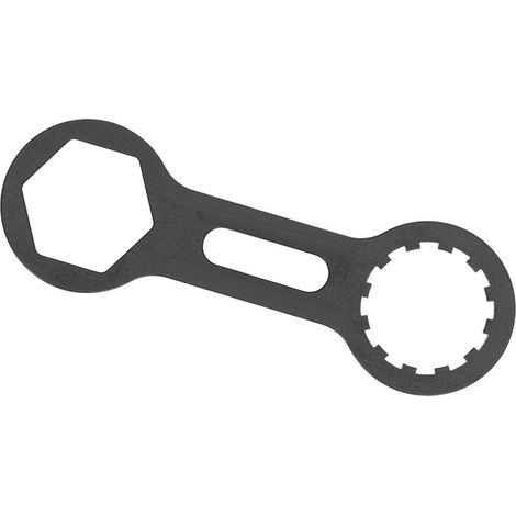 Clé de démontage fourche VTT, outil en alliage aluminium noir pour fourche avant vélo hydraulique ou mécanique. (1/5)
